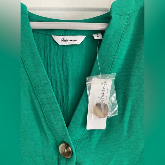 Reitmans Short-Sleeve Loose Dress w/ Split Neckline NWT - Picture 3 of 6